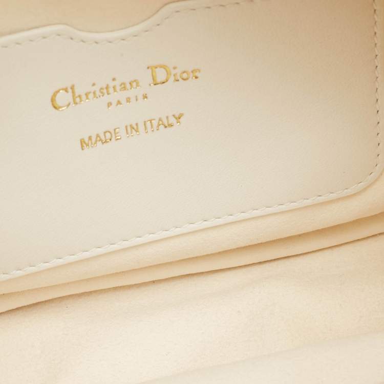 Pre Owned Dior White/Gold Macrocannage Leather Small Vibe Hobo