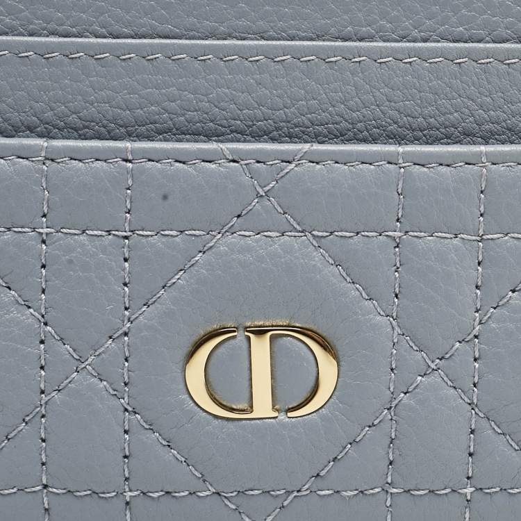 Pre Owned Dior Blue Cannage Leather Caro Freesia Card Holder