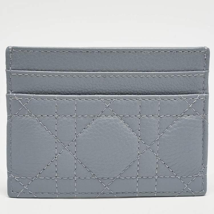Pre Owned Dior Blue Cannage Leather Caro Freesia Card Holder