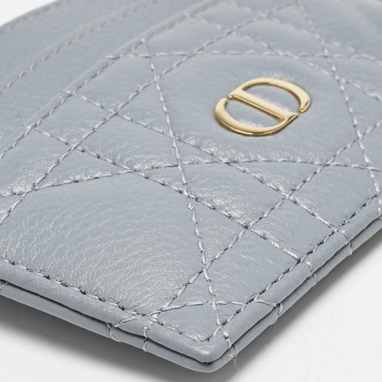 Pre Owned Dior Blue Cannage Leather Caro Freesia Card Holder