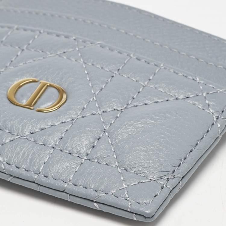 Pre Owned Dior Blue Cannage Leather Caro Freesia Card Holder
