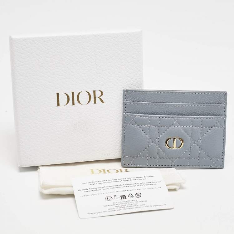 Pre Owned Dior Blue Cannage Leather Caro Freesia Card Holder