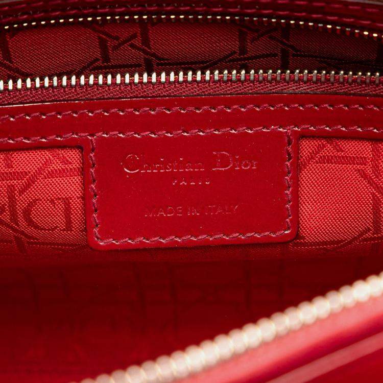Pre Owned Dior Red Large Patent Cannage Lady Dior