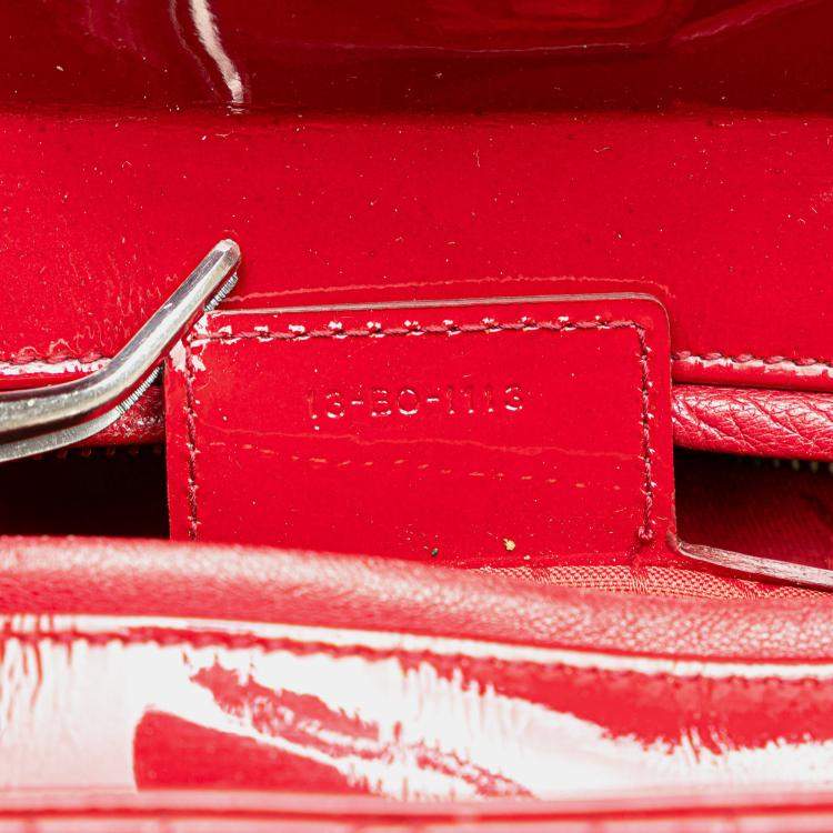 Pre Owned Dior Red Large Patent Cannage Lady Dior