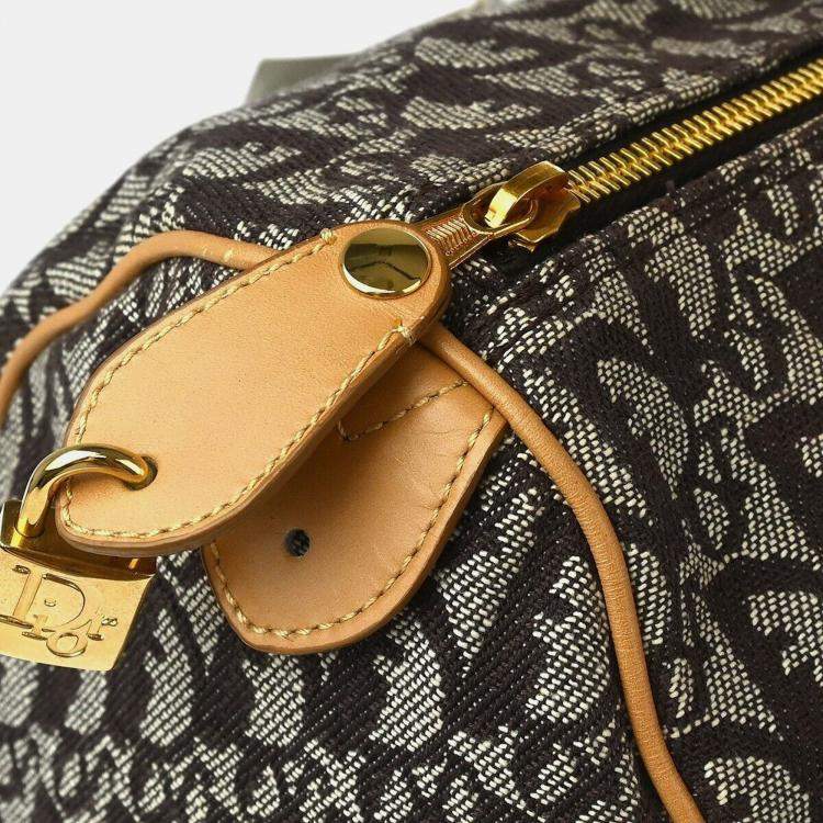 Pre Owned Christian Dior Canvas and Leather Trotter Duffle Handbag