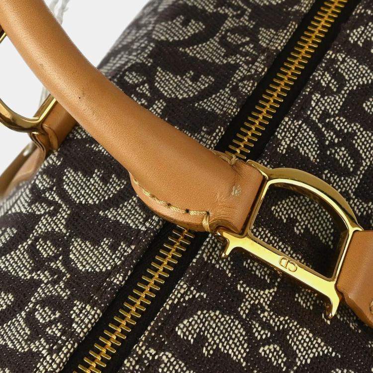 Pre Owned Christian Dior Canvas and Leather Trotter Duffle Handbag
