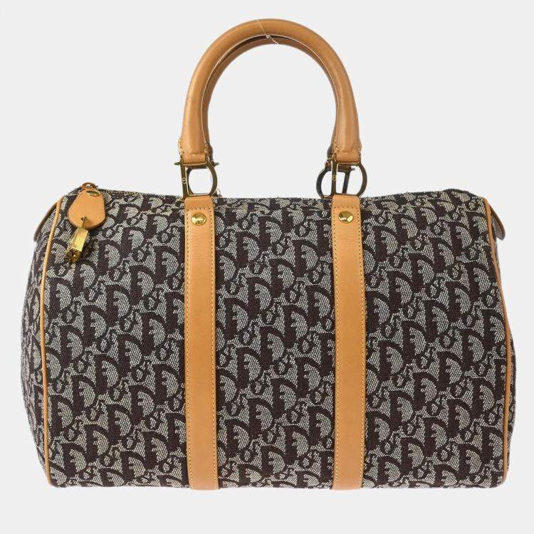 Pre Owned Christian Dior Canvas and Leather Trotter Duffle Handbag