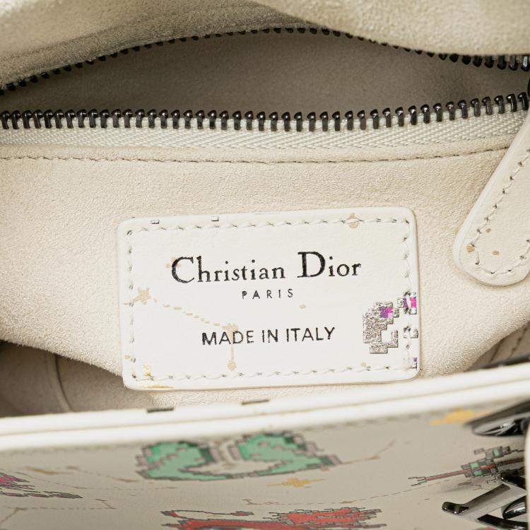 Pre Owned Dior White Calfskin Mini Pixel Zodiac Lady Dior
