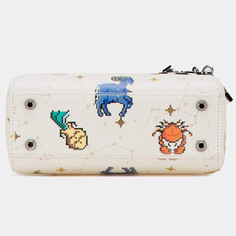 Pre Owned Dior White Calfskin Mini Pixel Zodiac Lady Dior