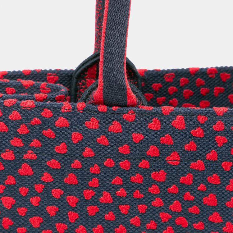 Pre Owned Dior Red Medium Canvas Pop Hearts I Love Paris Book Tote