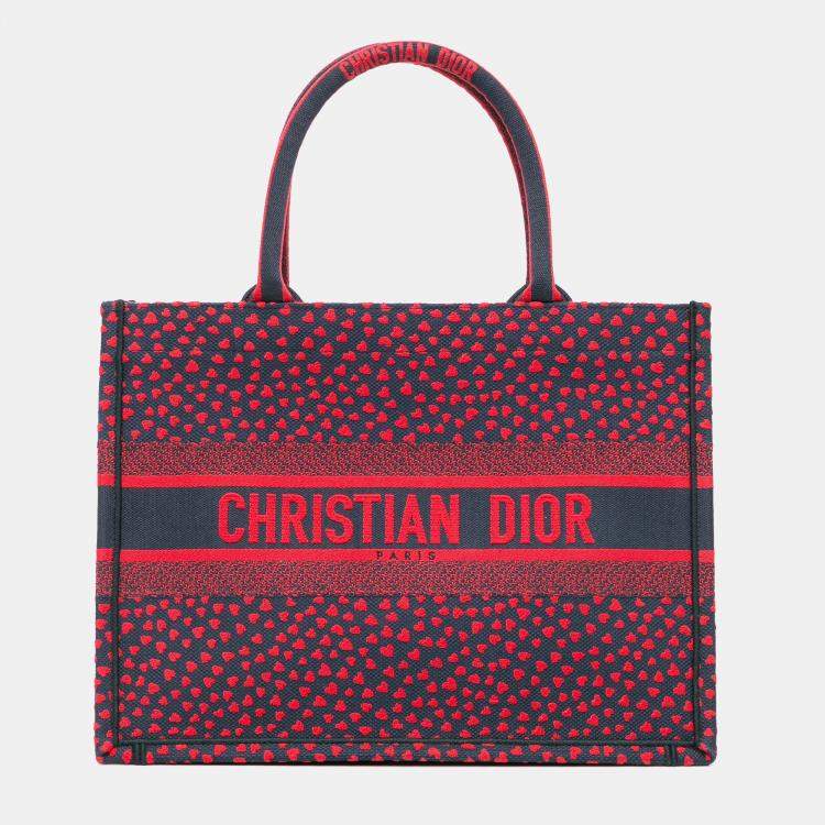 Pre Owned Dior Red Medium Canvas Pop Hearts I Love Paris Book Tote
