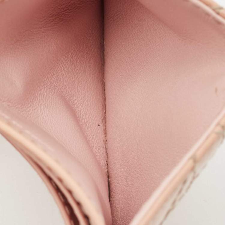 Pre Owned Dior Pink Cannage Patent Leather Lady Dior Card Holder