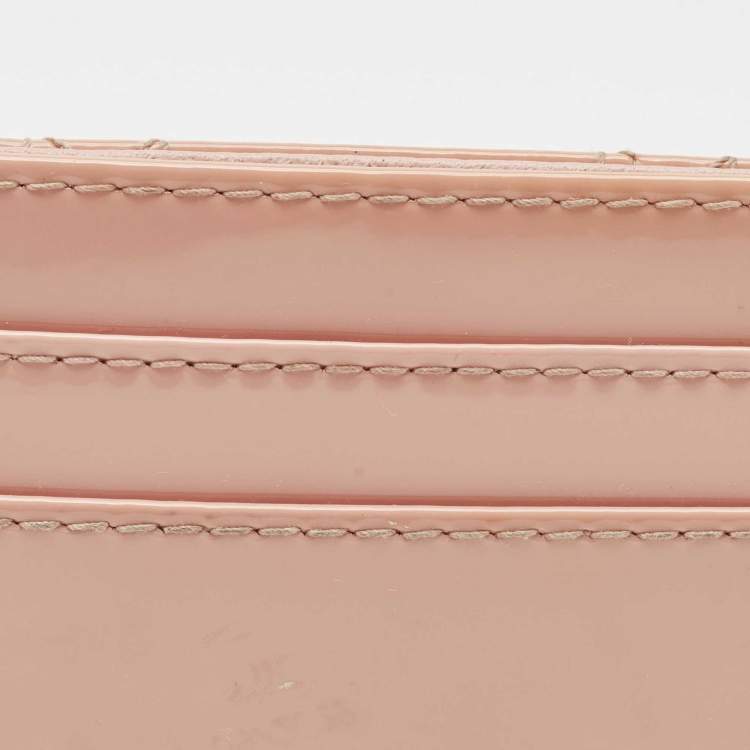 Pre Owned Dior Pink Cannage Patent Leather Lady Dior Card Holder