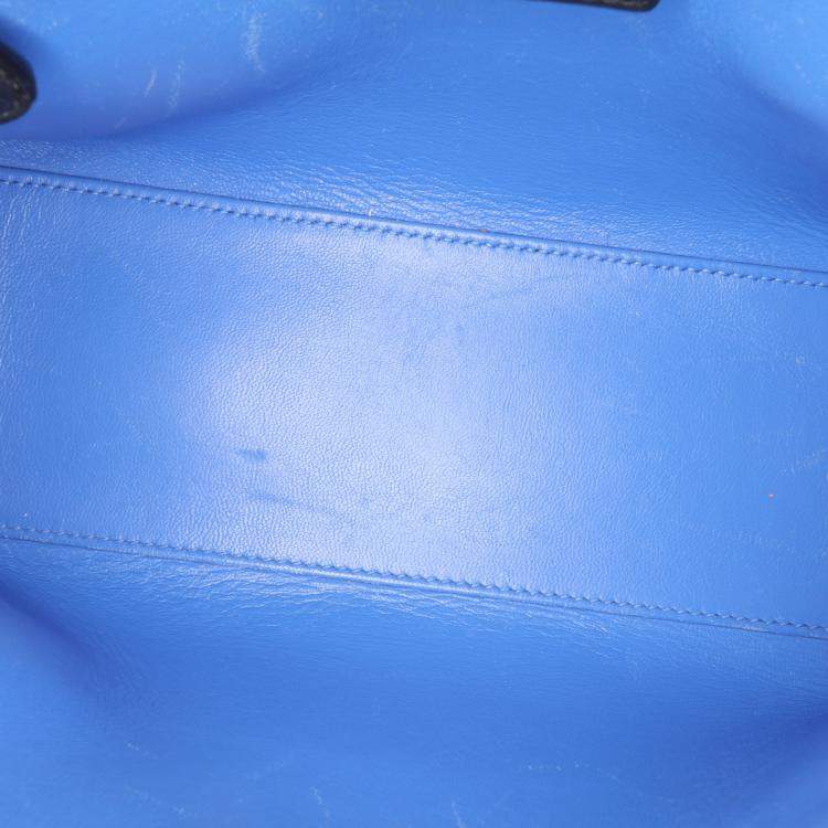 Pre Owned Dior Black Blue Medium Calfskin Patent Embroidered Valentines Day Heart Lady Dior