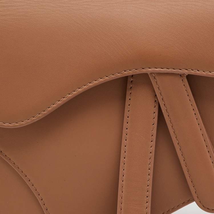 Pre Owned Dior Beige Leather Mini Saddle Bag