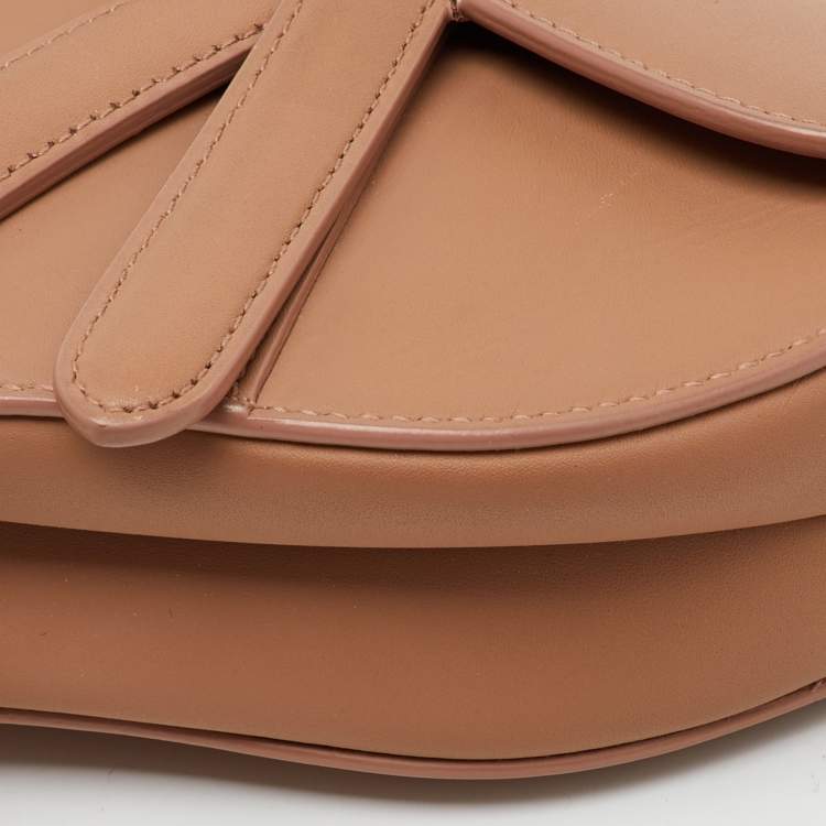 Pre Owned Dior Beige Leather Mini Saddle Bag