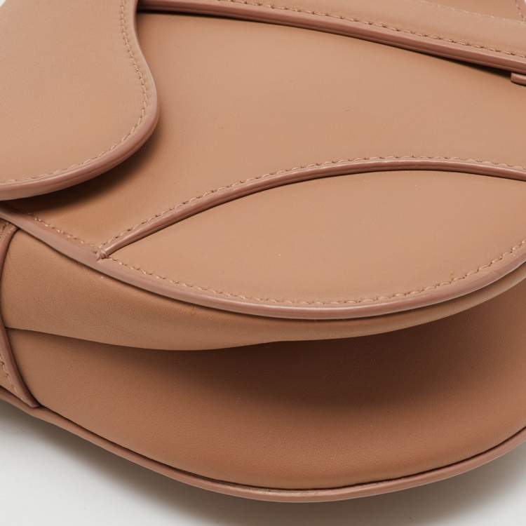 Pre Owned Dior Beige Leather Mini Saddle Bag
