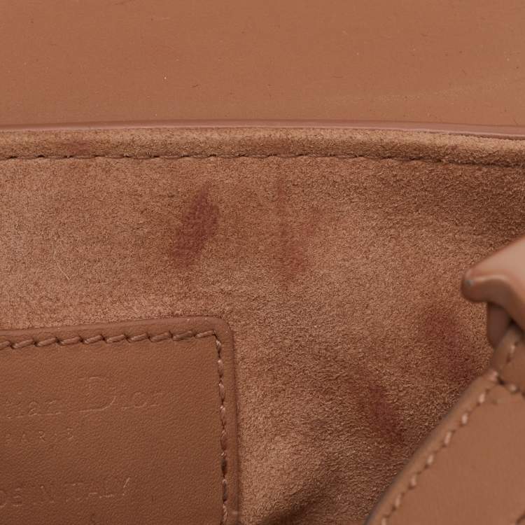 Pre Owned Dior Beige Leather Mini Saddle Bag