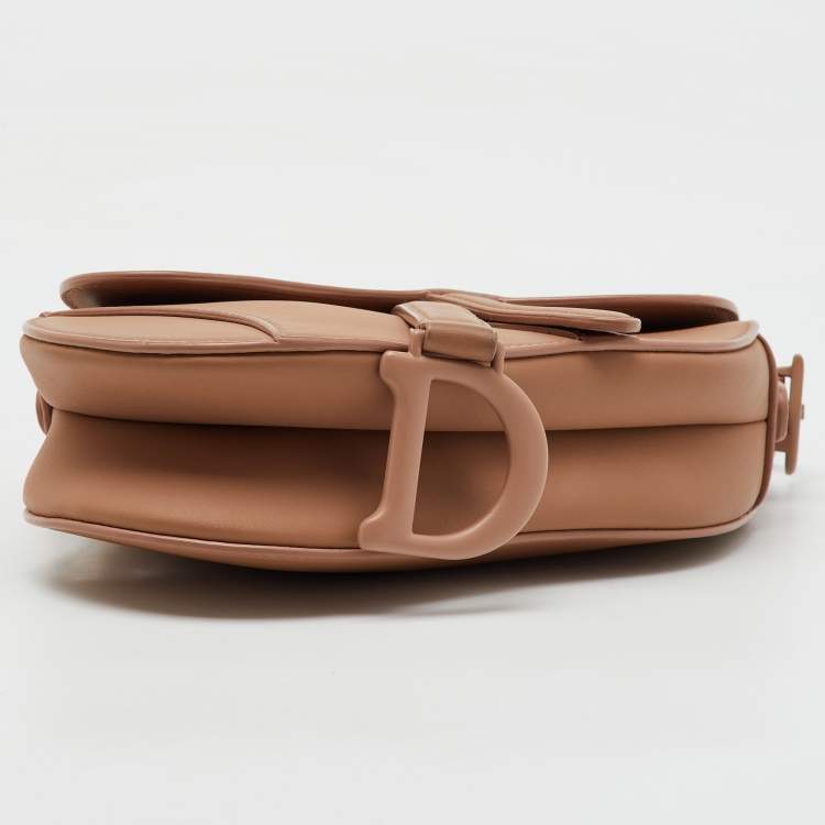 Pre Owned Dior Beige Leather Mini Saddle Bag