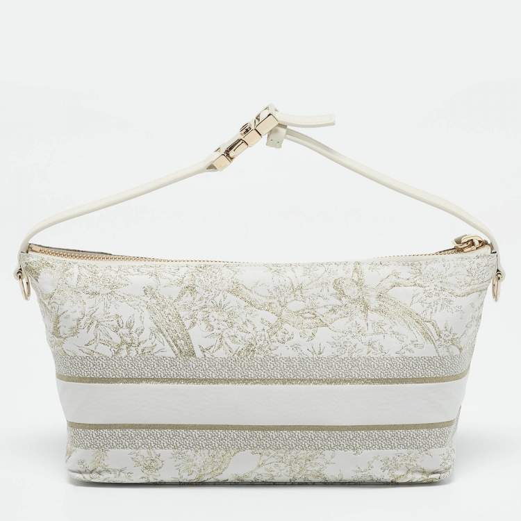 Pre Owned Dior White Fabric Toile de Jouy Medium Travel Nomad Pouch