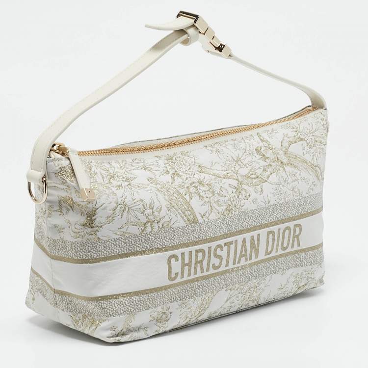 Pre Owned Dior White Fabric Toile de Jouy Medium Travel Nomad Pouch