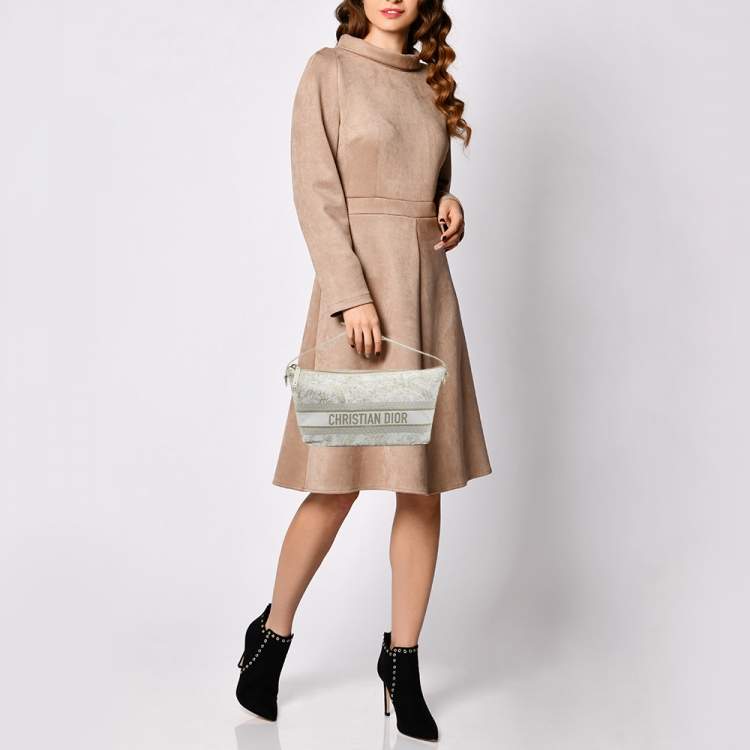 Pre Owned Dior White Fabric Toile de Jouy Medium Travel Nomad Pouch