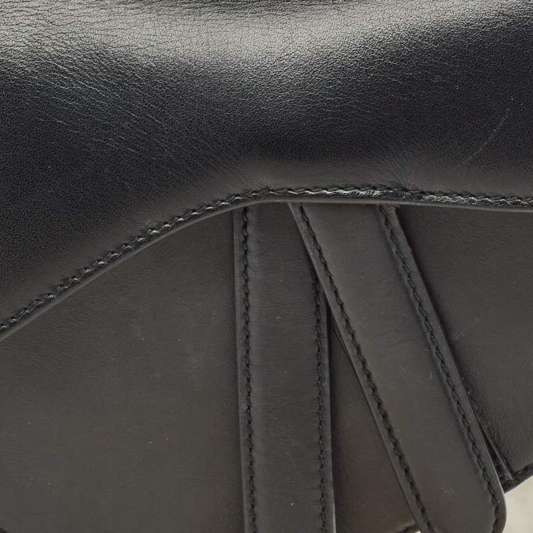 Pre Owned Dior Black Leather Mini Saddle Bag