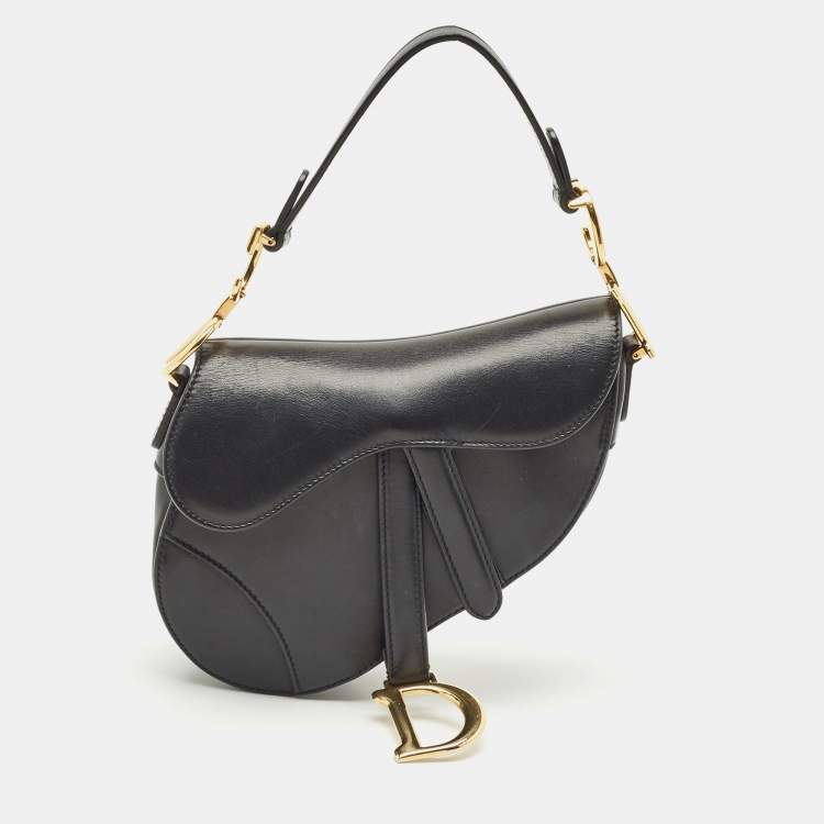 Pre Owned Dior Black Leather Mini Saddle Bag