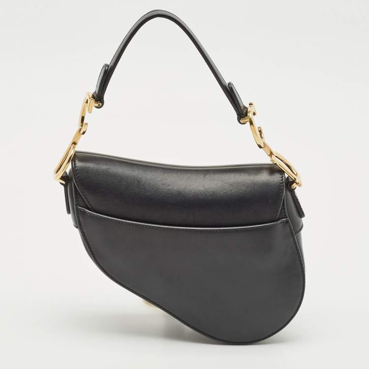 Pre Owned Dior Black Leather Mini Saddle Bag