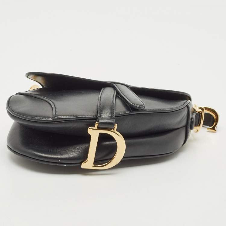 Pre Owned Dior Black Leather Mini Saddle Bag