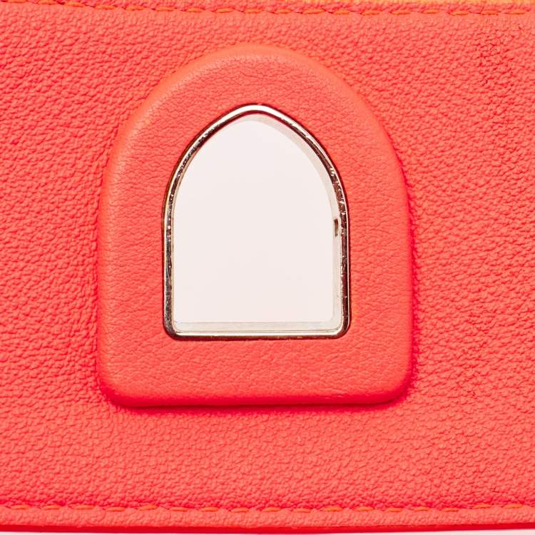 Pre Owned Dior Neon Orange Leather Mini Diorever Top Handle Bag
