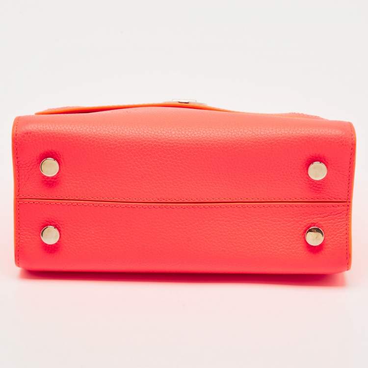 Pre Owned Dior Neon Orange Leather Mini Diorever Top Handle Bag