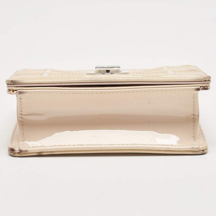 Pre Owned Dior Pink Microcannage Patent Leather Diorama Pouch