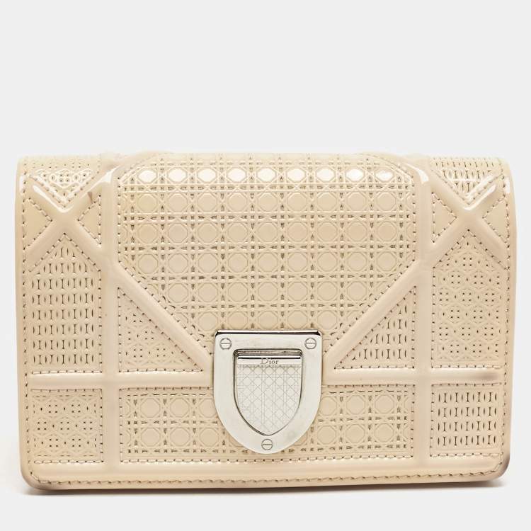 Pre Owned Dior Pink Microcannage Patent Leather Diorama Pouch