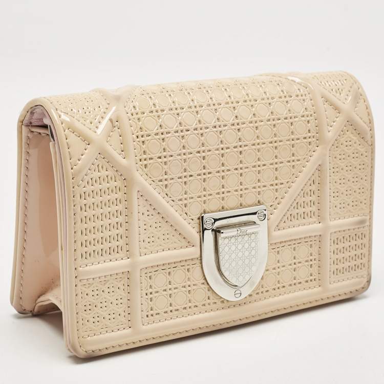 Pre Owned Dior Pink Microcannage Patent Leather Diorama Pouch