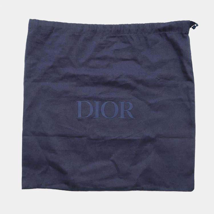 Pre Owned Dior White Navy Canvas Vertical Book Tote Dot Bag