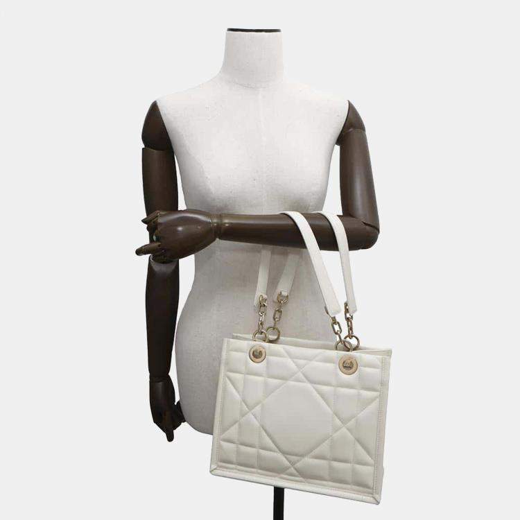 Pre Owned  Dior Ivory Cannage Leather Archi Essential Tote Bag