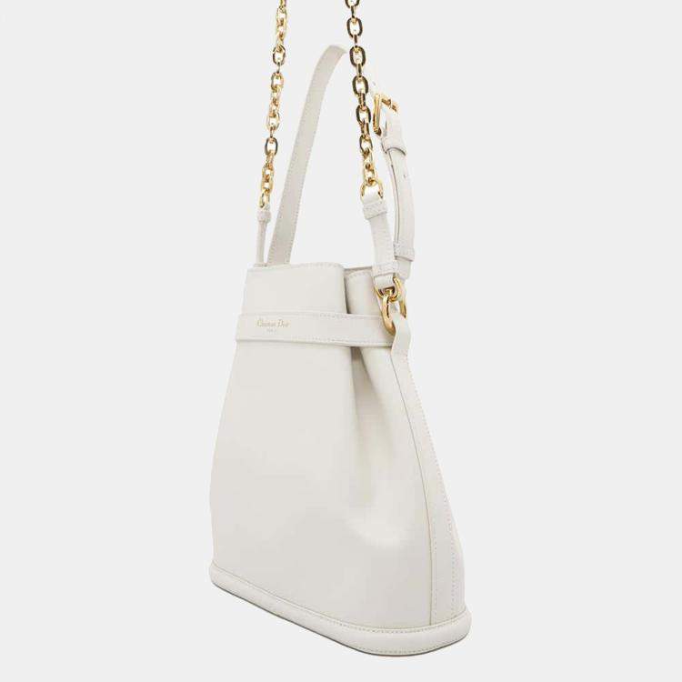 Pre Owned Dior Latte Calf Leather Medium C'est Dior Shoulder Bag