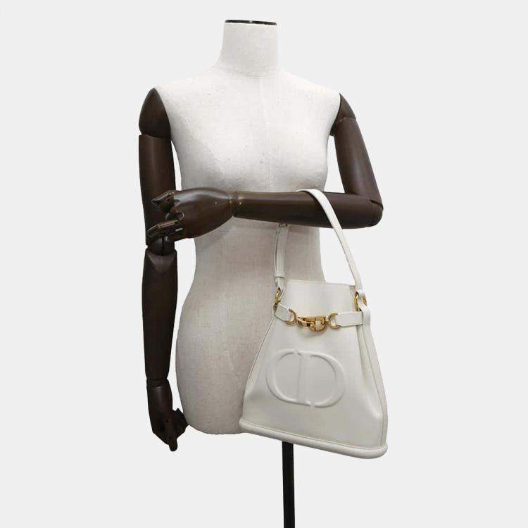 Pre Owned Dior Latte Calf Leather Medium C'est Dior Shoulder Bag