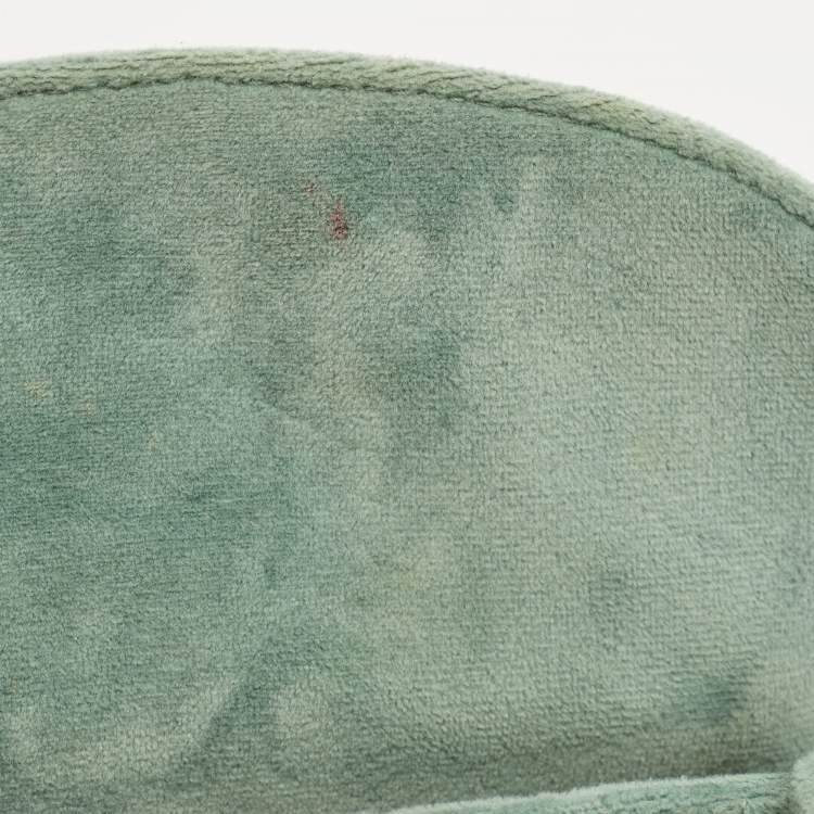 Pre Owned Dior Green Cannage Velvet Mini Lady Dior Tote