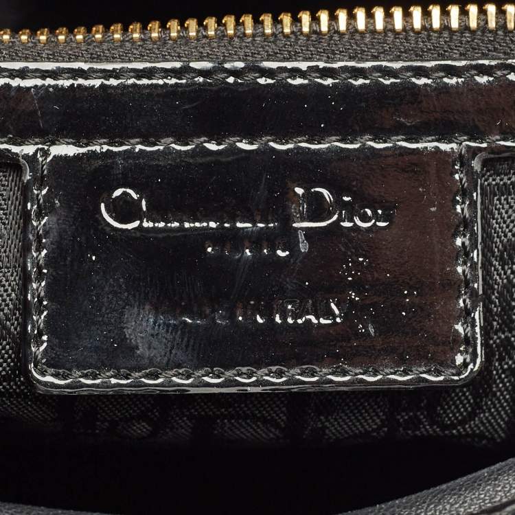 Pre Owned Dior Black Cannage Patent Leather Large Lady Dior Tote