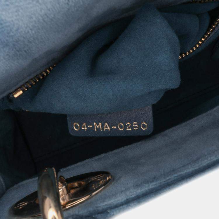 Pre Owned Dior Blue Mini Velvet Cannage Lady Dior