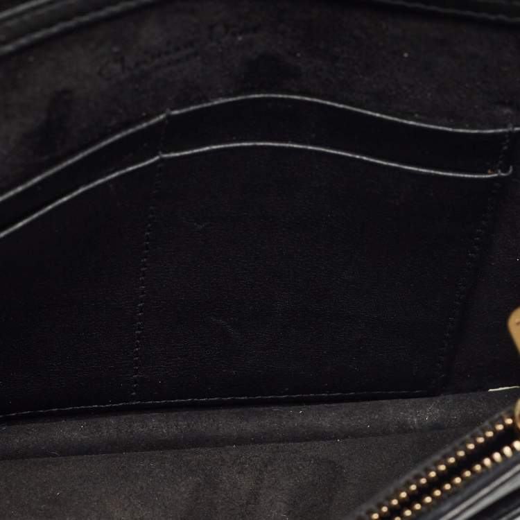 Pre Owned Dior Black Leather Studded Diorama Wallet on Chain