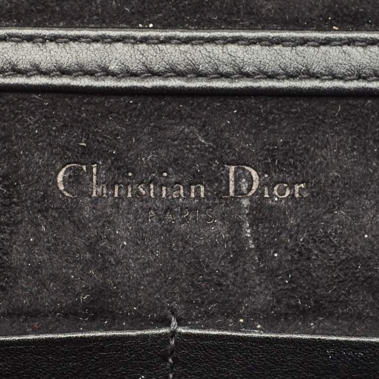 Pre Owned Dior Black Leather Studded Diorama Wallet on Chain