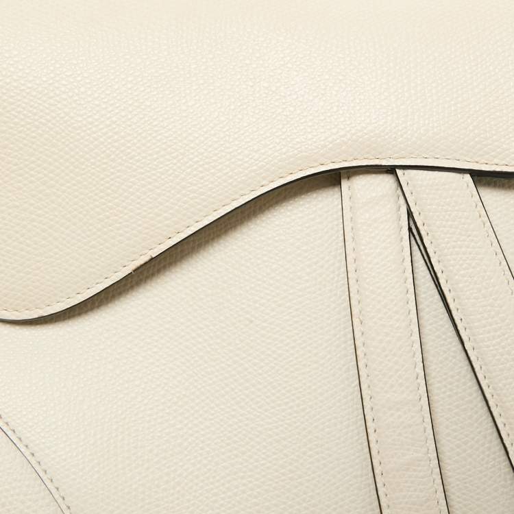 Pre Owned Dior White Leather Saddle Bag