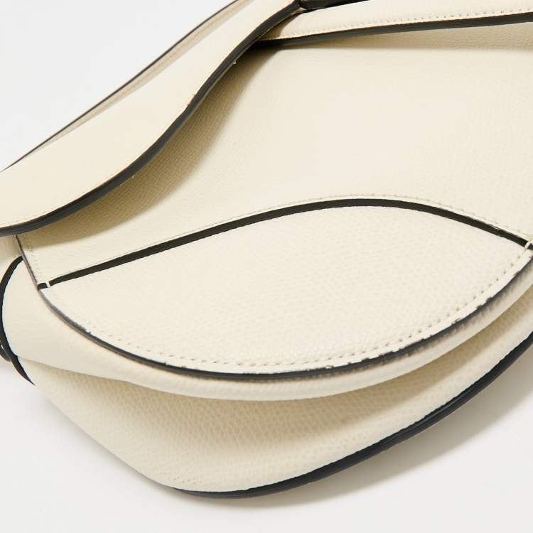 Pre Owned Dior White Leather Saddle Bag