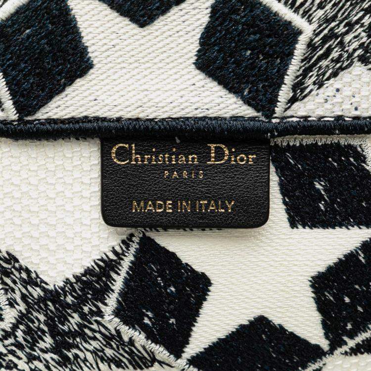 Pre Owned Dior Blue Canvas Embroidered Lucky Star Book Large Tote