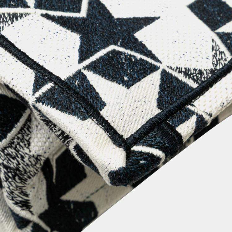 Pre Owned Dior Blue Canvas Embroidered Lucky Star Book Large Tote