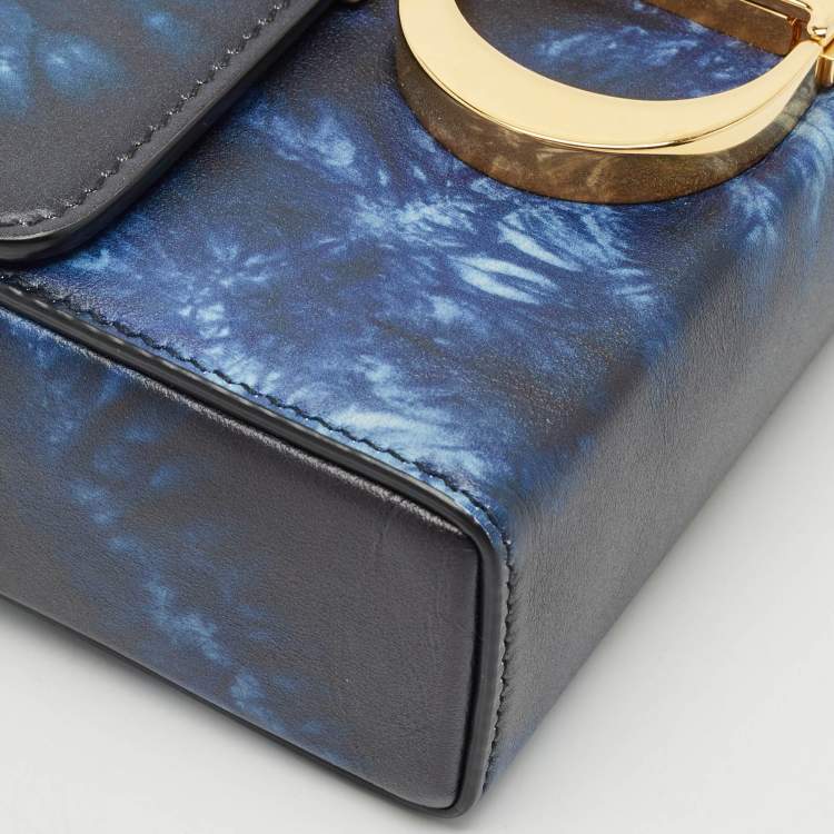 Pre Owned Dior Blue/Black Leather Tie Dye 30 Montaigne Box Bag