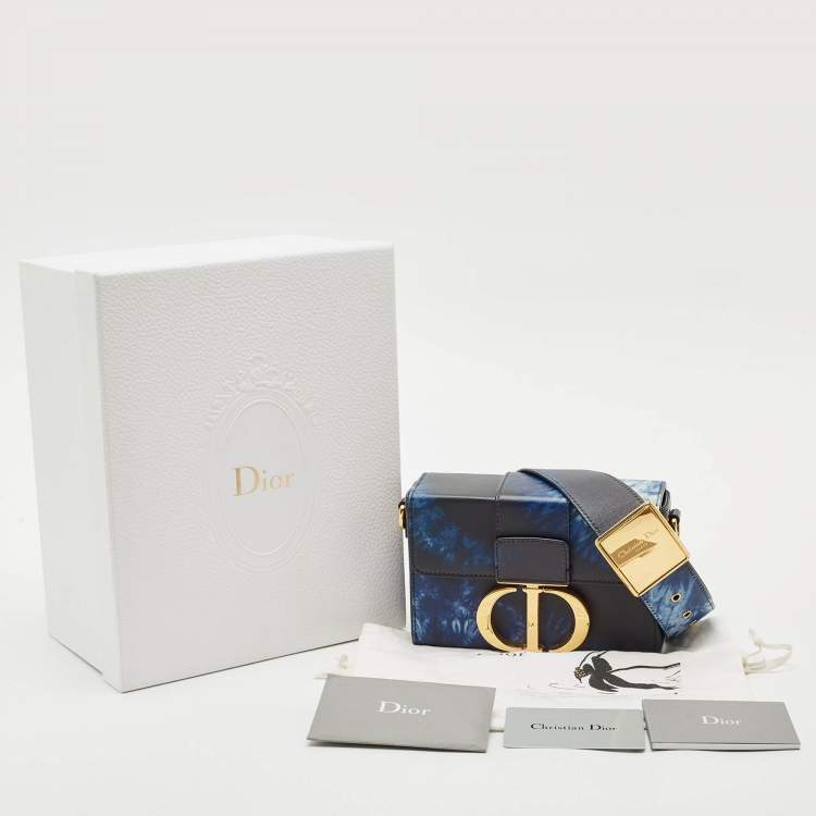 Pre Owned Dior Blue/Black Leather Tie Dye 30 Montaigne Box Bag